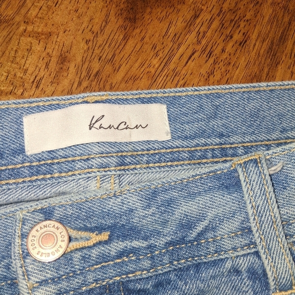 KanCan High Rise Distressed Wide Leg Cropped Button Fly Light Wash 13/30 - Picture 4 of 8